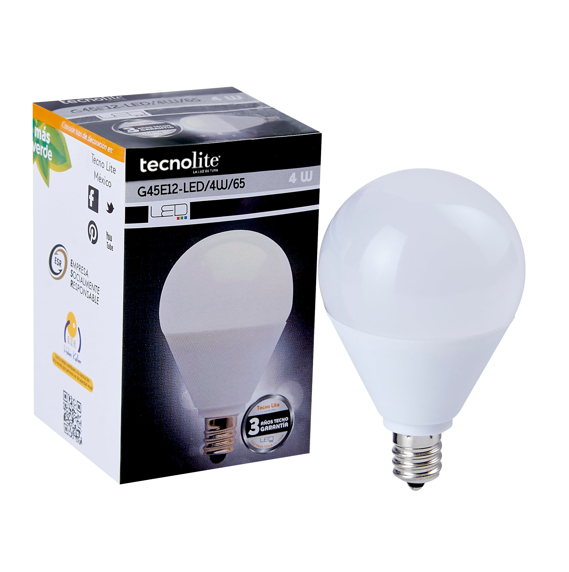 Foco G45 Glo TECNO LITE G45E12-LED/4W/65